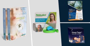 Pakke: Relaxator pustetrener, SleepTape 5mnd og bok Medveten andning
